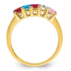 14K Family Jewelry Synthetic Stone & Diamond Set Ring - 15
