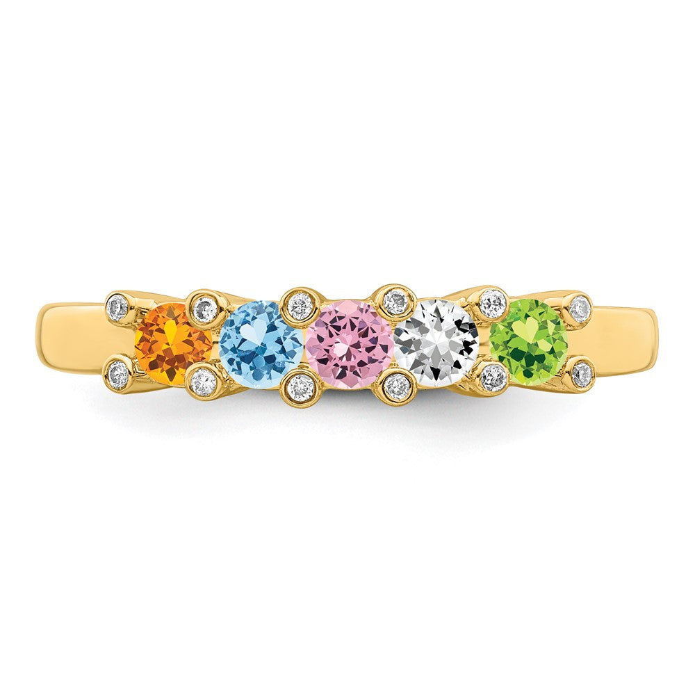 14K Family Jewelry Genuine Stone & Diamond Set Ring - 2