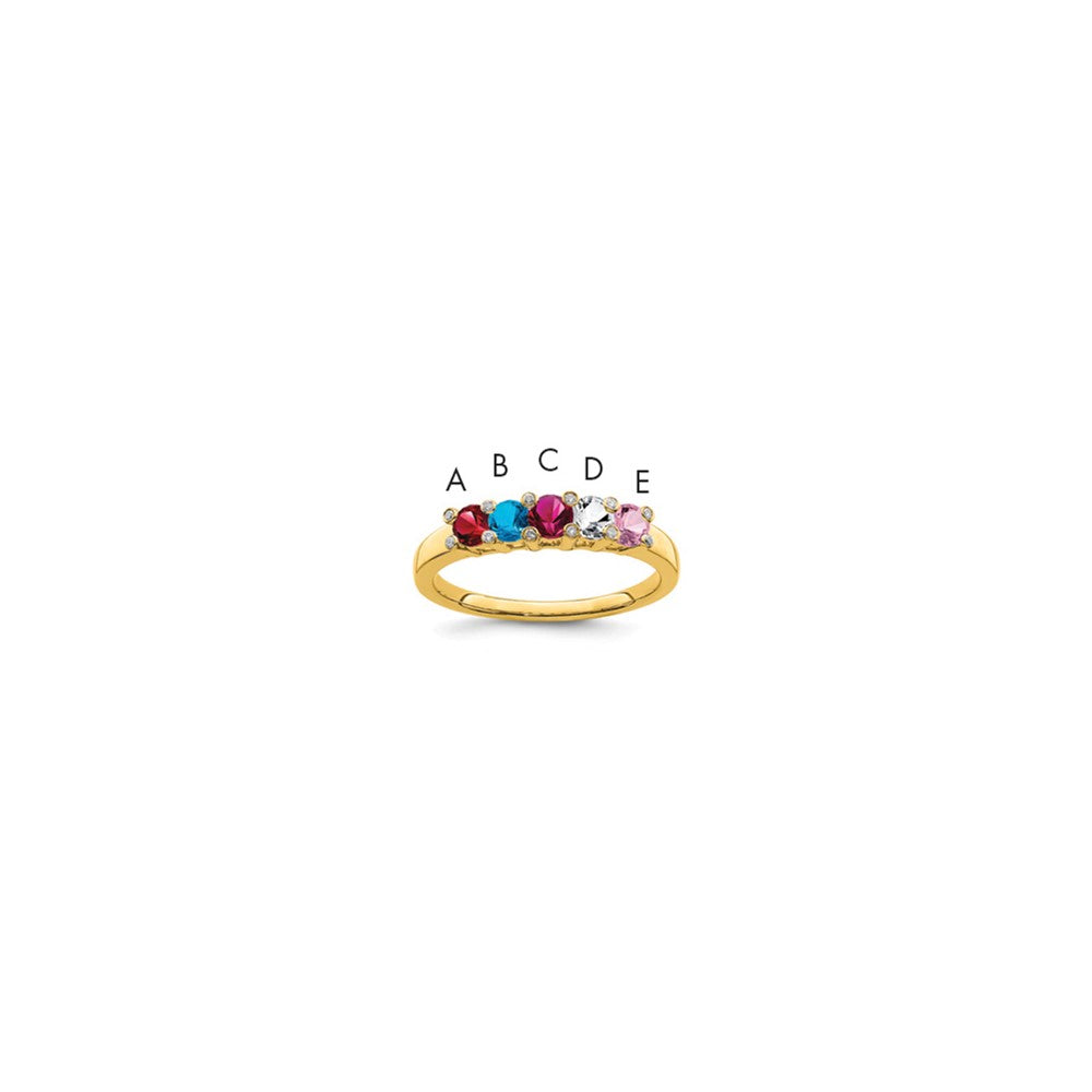 14K Family Jewelry Synthetic Stone & Diamond Set Ring - 15