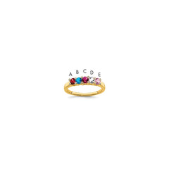 14K Family Jewelry Synthetic Stone & Diamond Set Ring - 15