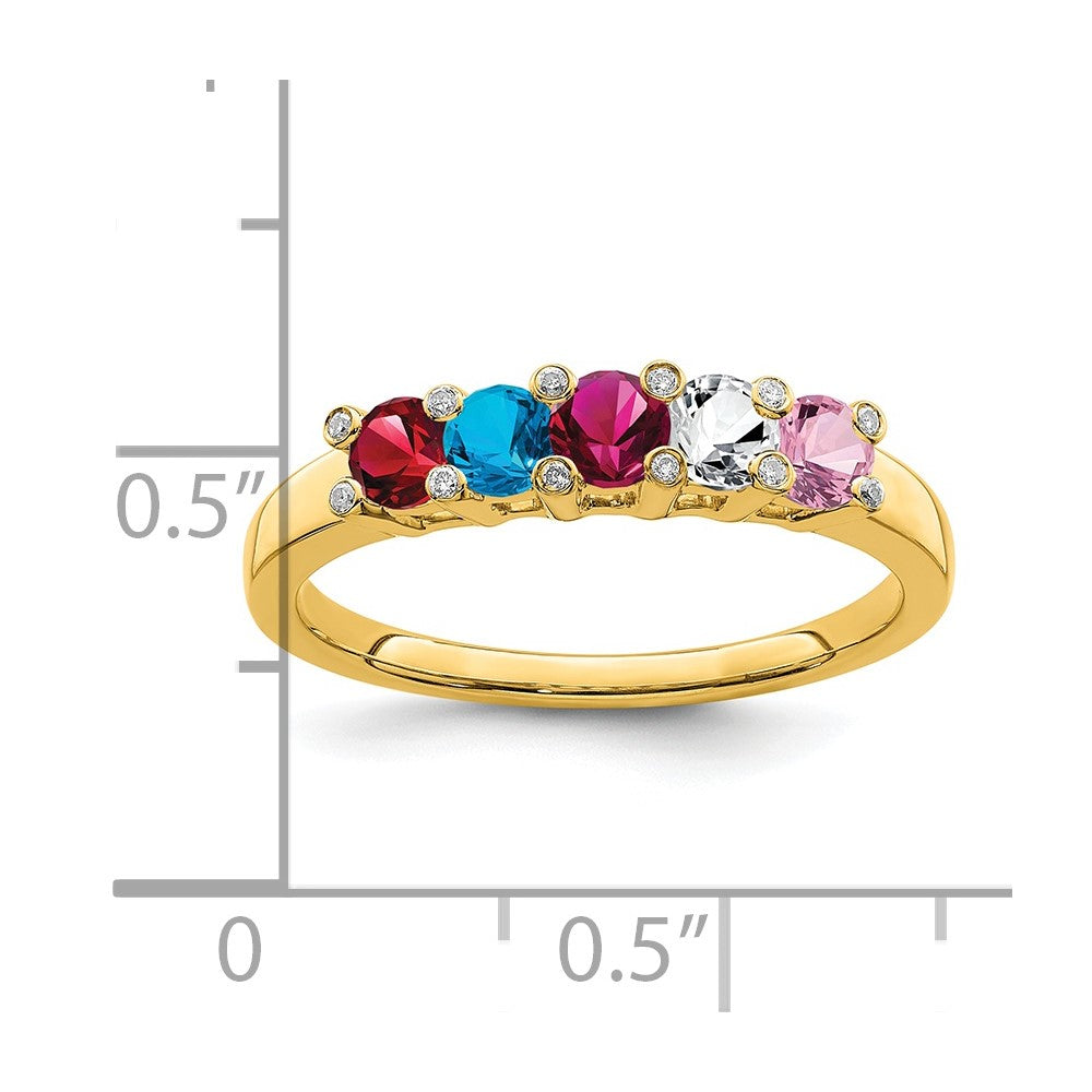 14K Family Jewelry Synthetic Stone & Diamond Set Ring - 15