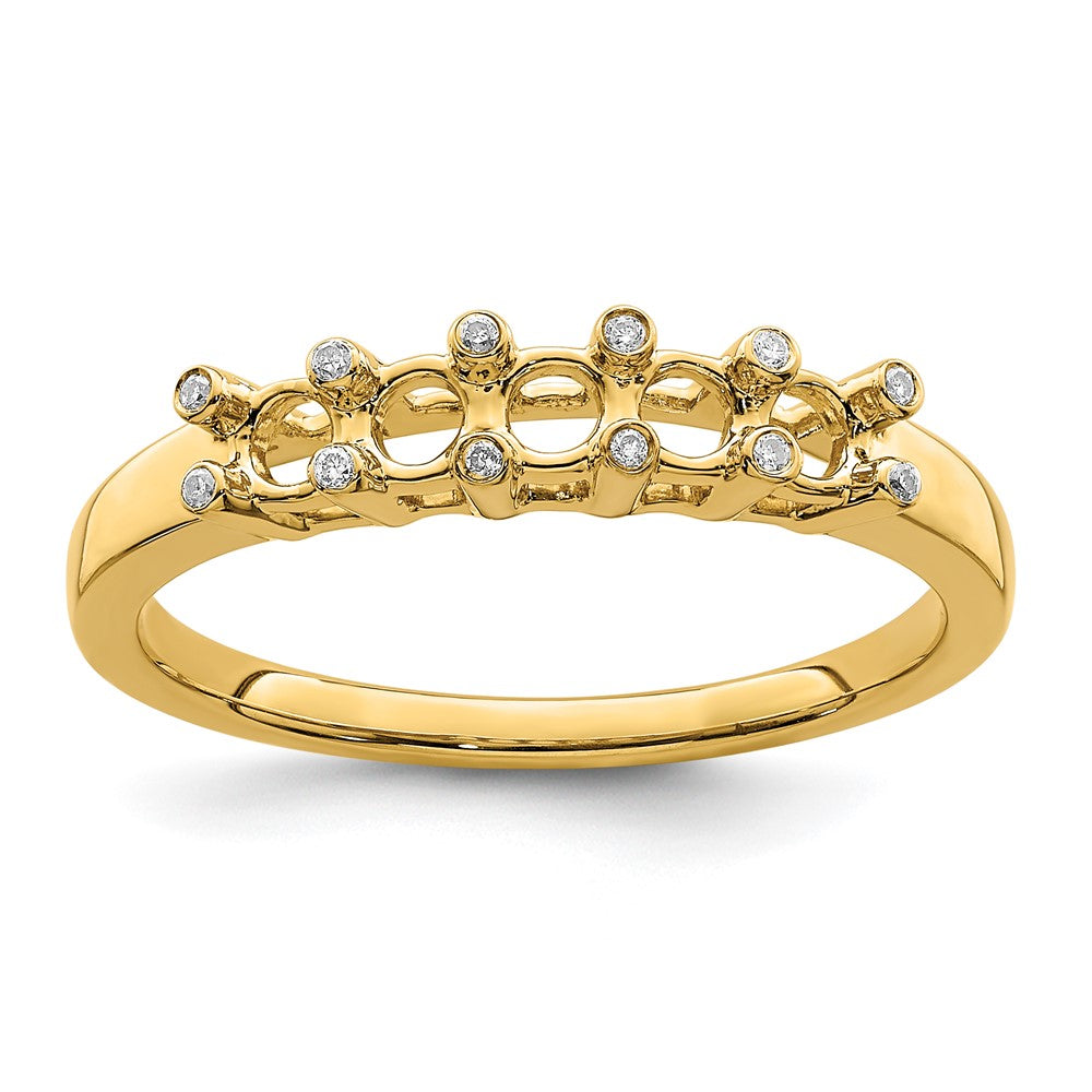 14K Family Jewelry Synthetic Stone & Diamond Set Ring - 15
