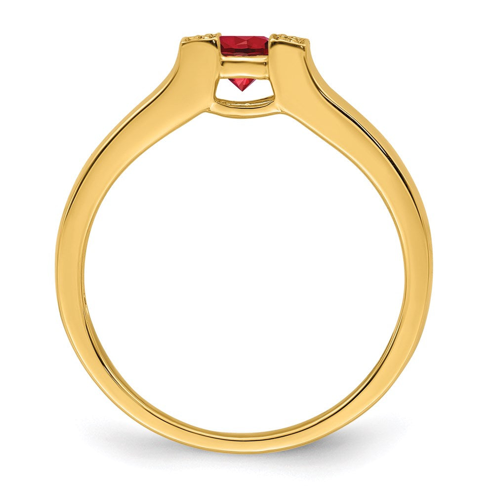 14K Family Jewelry Synthetic Stone & Diamond Set Ring - 11