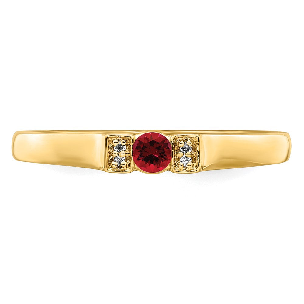 14K Family Jewelry Genuine Stone & Diamond Set Ring - 14