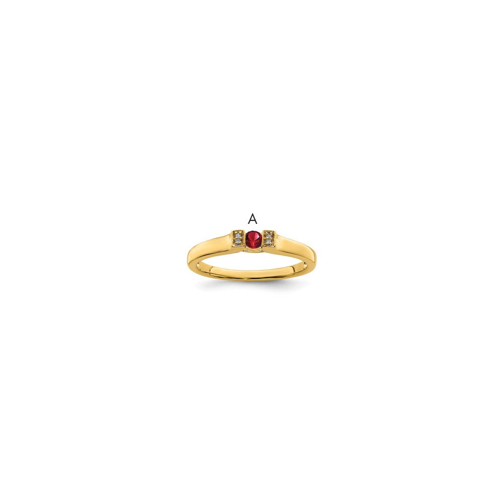 14K Family Jewelry Genuine Stone & Diamond Set Ring - 14