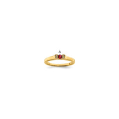 14K Family Jewelry Synthetic Stone & Diamond Set Ring - 11