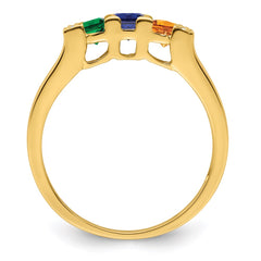 14K Family Jewelry Synthetic Stone & Diamond Set Ring - 16