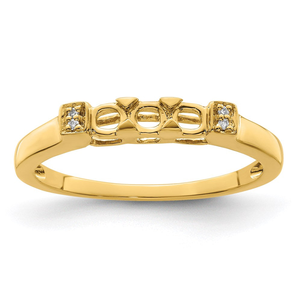 14K Family Jewelry Synthetic Stone & Diamond Set Ring - 16