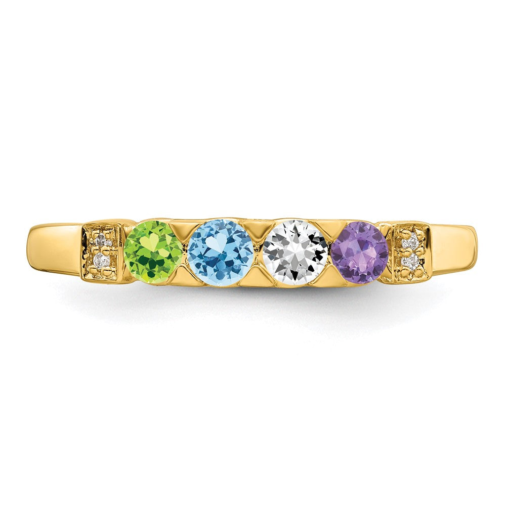 14K Family Jewelry Genuine Stone & Diamond Set Ring - 21