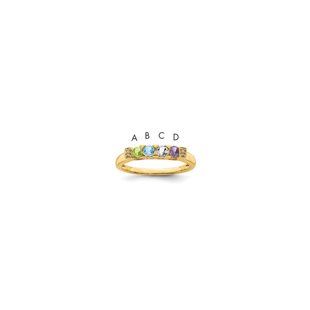 14K Family Jewelry Synthetic Stone & Diamond Set Ring - 17