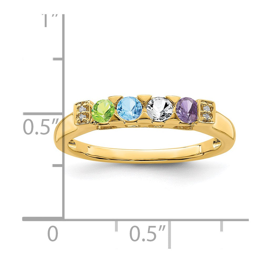 14K Family Jewelry Genuine Stone & Diamond Set Ring - 21