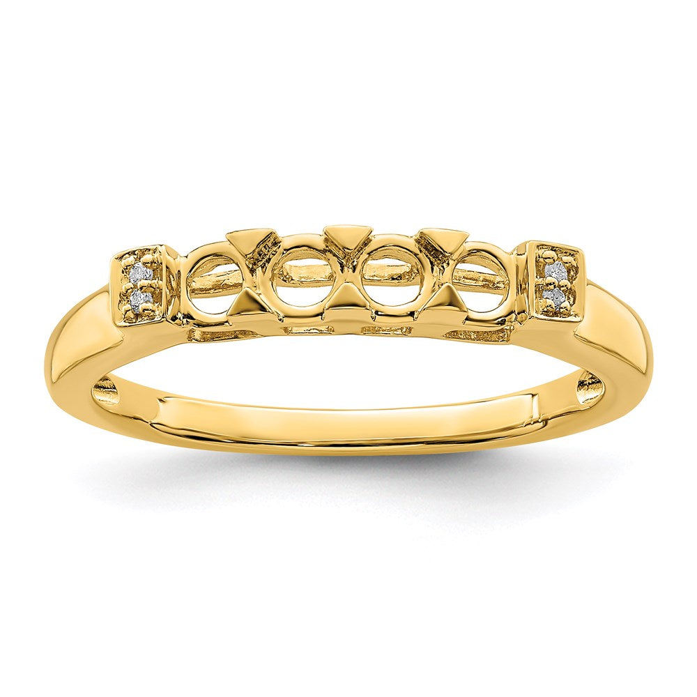 14K Family Jewelry Synthetic Stone & Diamond Set Ring - 17