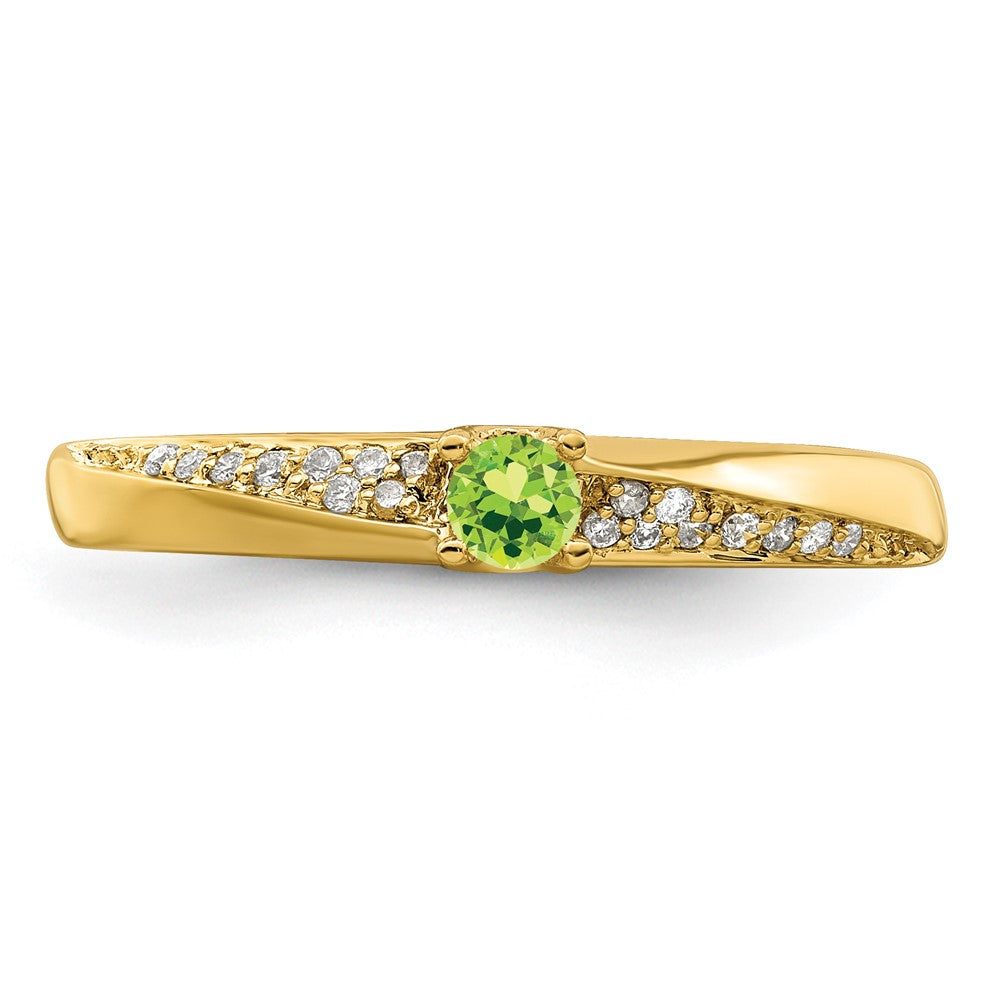 14K Family Jewelry Synthetic Stone & Diamond Set Ring - 18