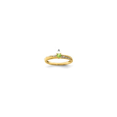 14K Family Jewelry Synthetic Stone & Diamond Set Ring - 18