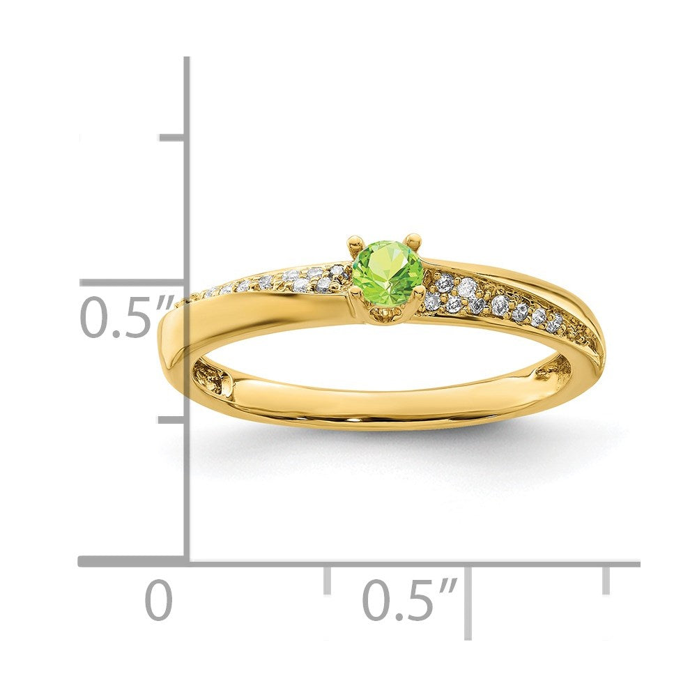 14K Family Jewelry Synthetic Stone & Diamond Set Ring - 18