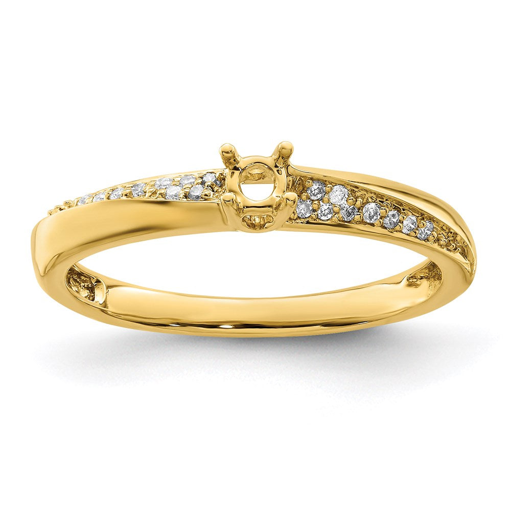 14K Family Jewelry Synthetic Stone & Diamond Set Ring - 18