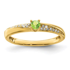 14K Family Jewelry Synthetic Stone & Diamond Set Ring - 18