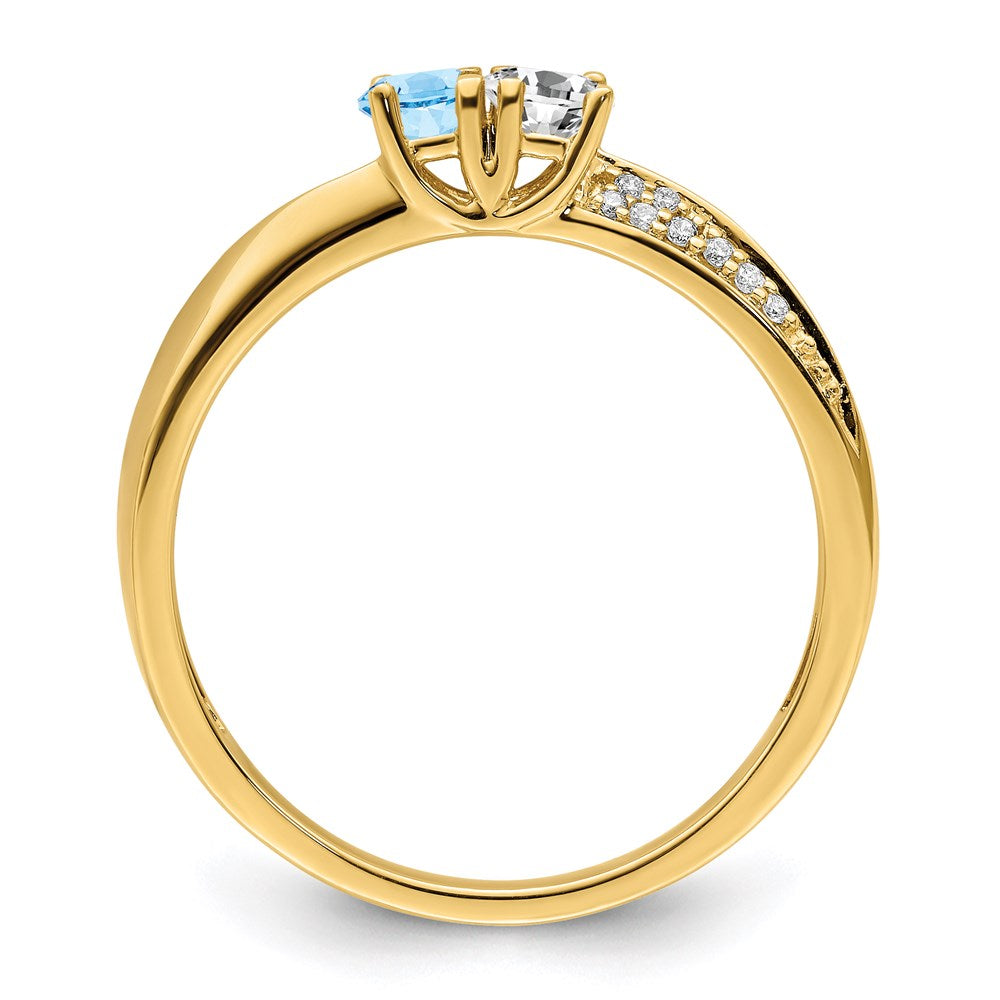 14K Family Jewelry Genuine Stone & Diamond Set Ring - 3