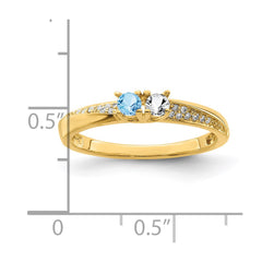 14K Family Jewelry Synthetic Stone & Diamond Set Ring - 12