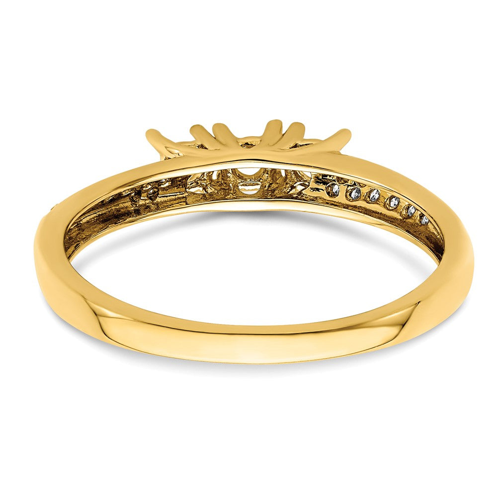 14K Family Jewelry Synthetic Stone & Diamond Set Ring - 14