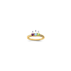 14K Family Jewelry Synthetic Stone & Diamond Set Ring - 14
