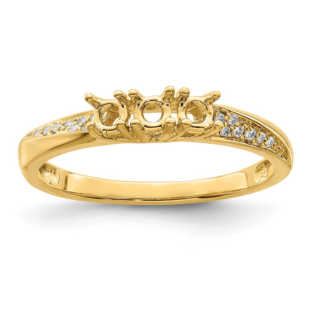 14K Family Jewelry Synthetic Stone & Diamond Set Ring - 14