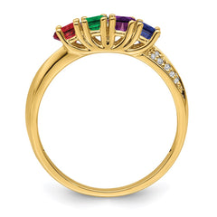 14K Family Jewelry Synthetic Stone & Diamond Set Ring - 10