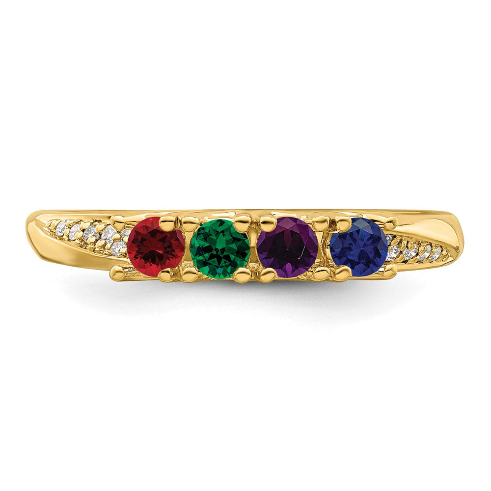 14K Family Jewelry Synthetic Stone & Diamond Set Ring - 10