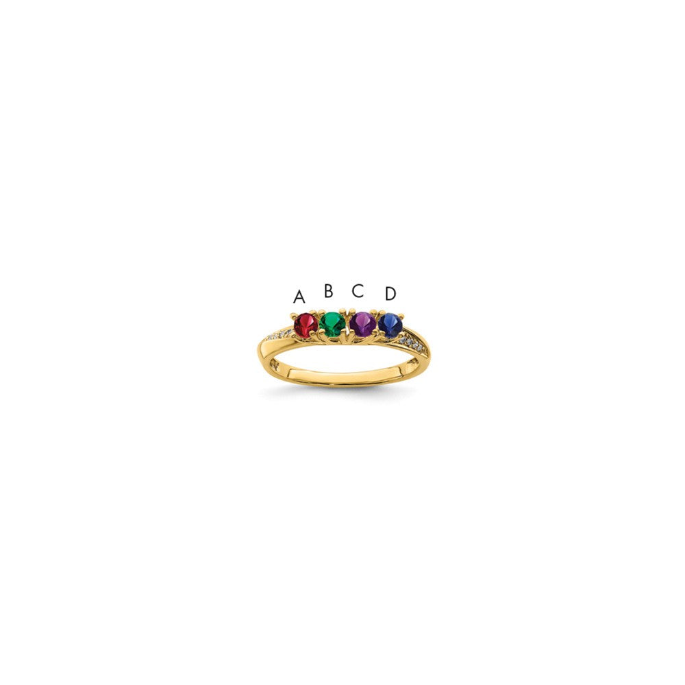 14K Family Jewelry Synthetic Stone & Diamond Set Ring - 10