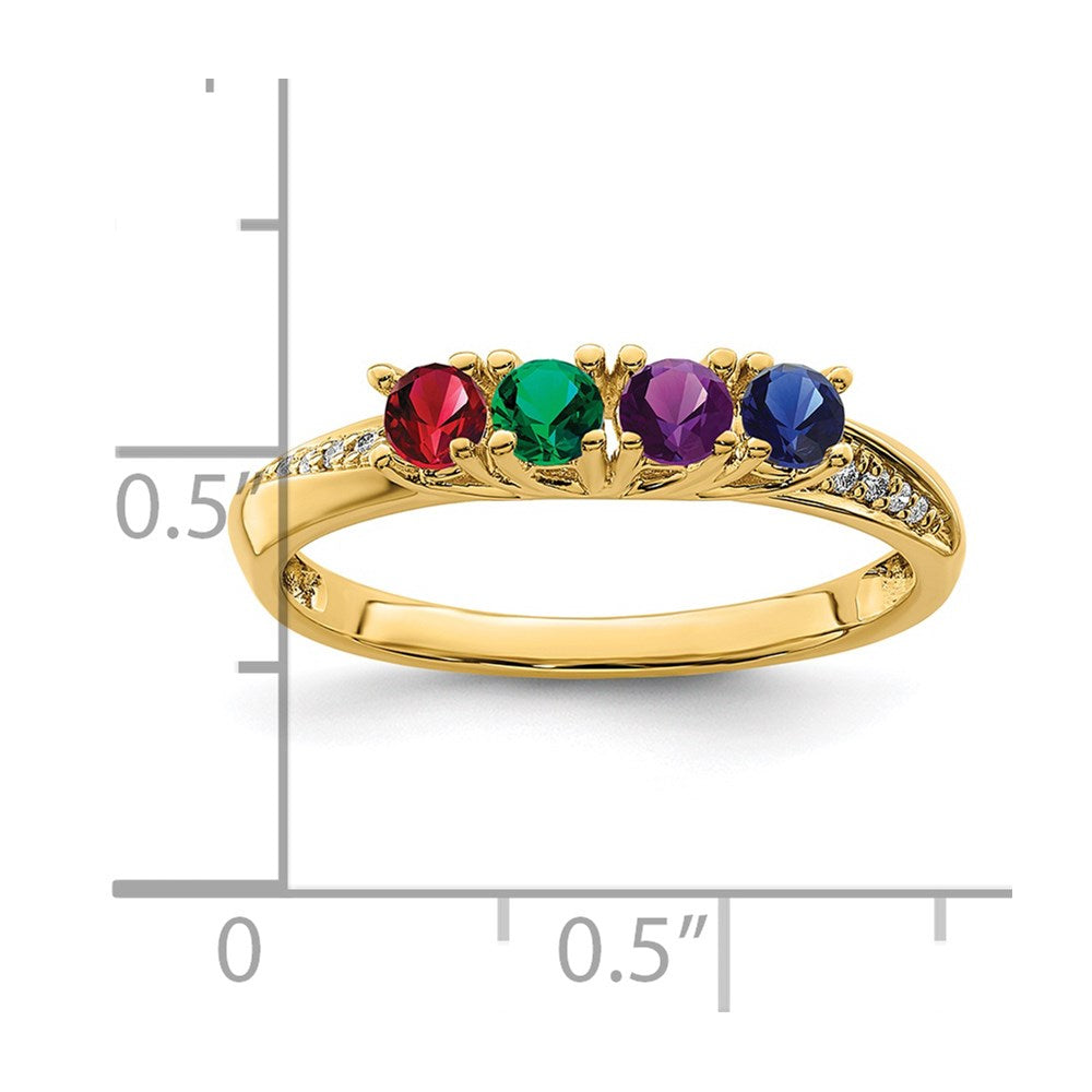 14K Family Jewelry Synthetic Stone & Diamond Set Ring - 10
