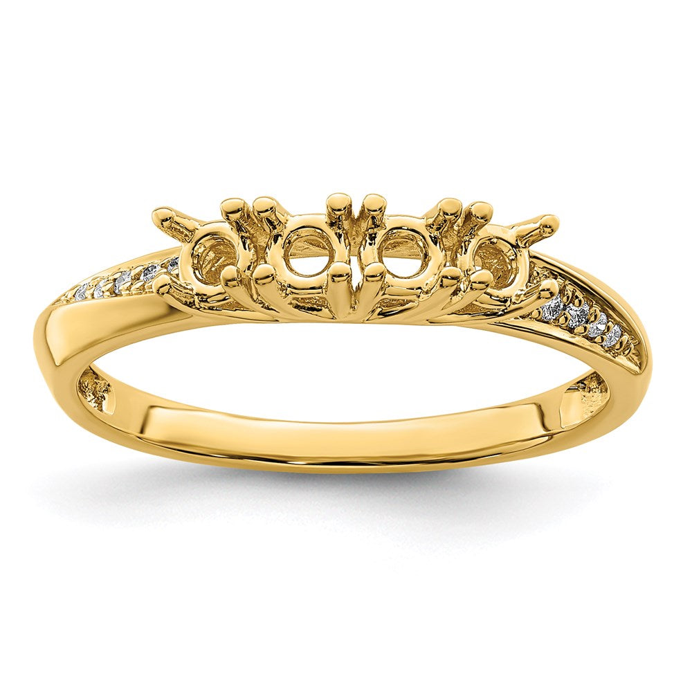 14K Family Jewelry Synthetic Stone & Diamond Set Ring - 10