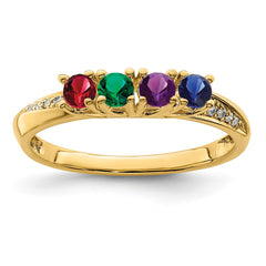 14K Family Jewelry Synthetic Stone & Diamond Set Ring - 10