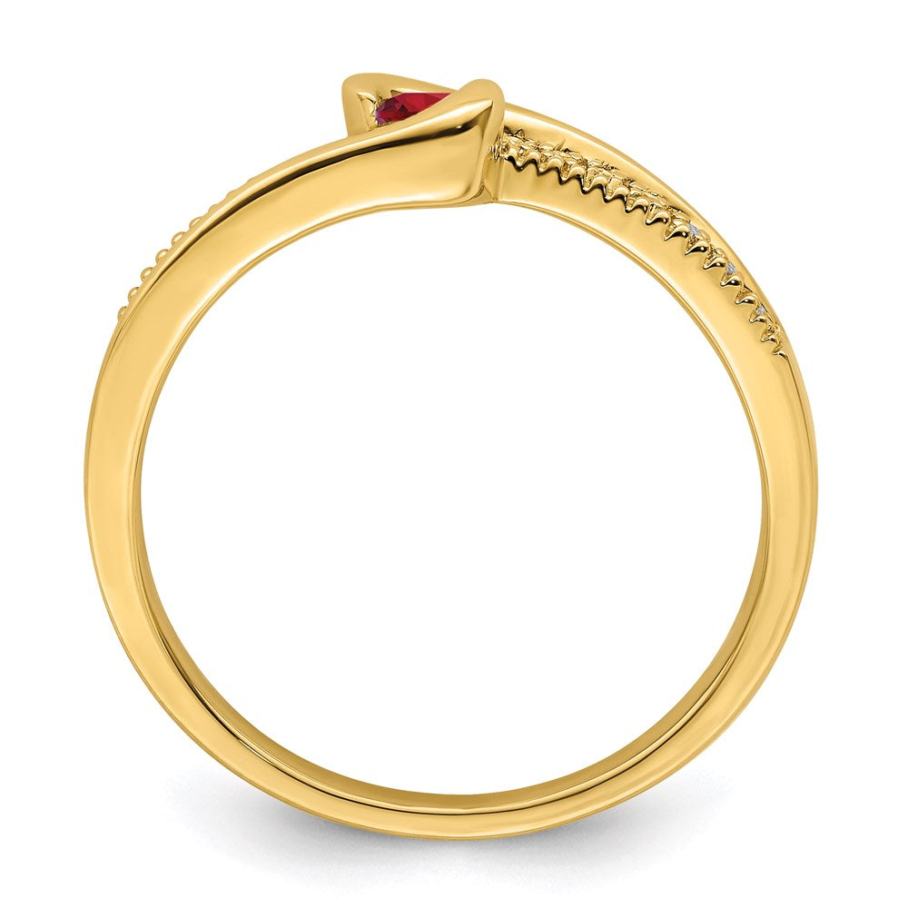 14K Family Jewelry Genuine Stone & Diamond Set Ring - 19