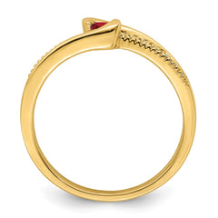 14K Family Jewelry Genuine Stone & Diamond Set Ring - 19