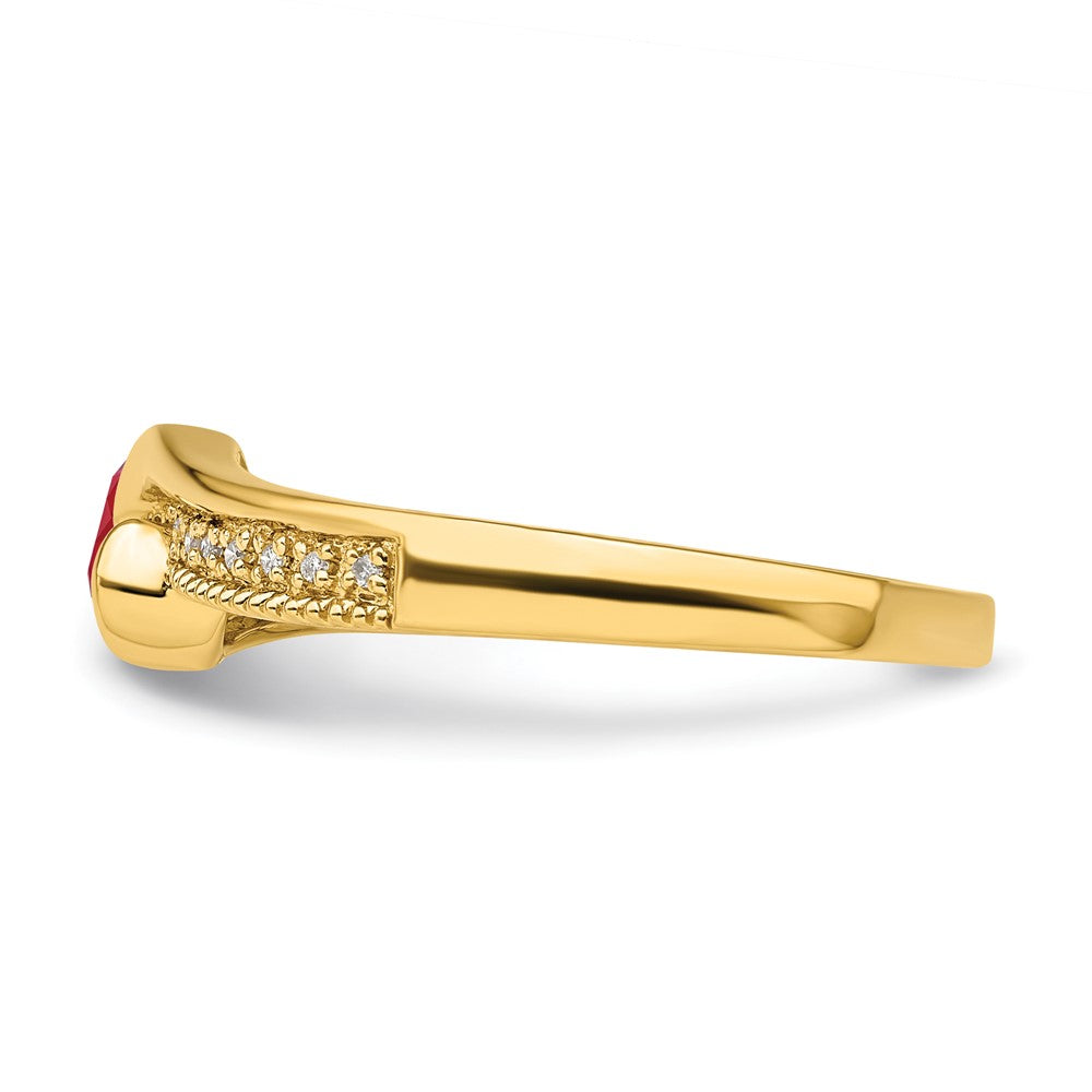 14K Family Jewelry Genuine Stone & Diamond Set Ring - 19