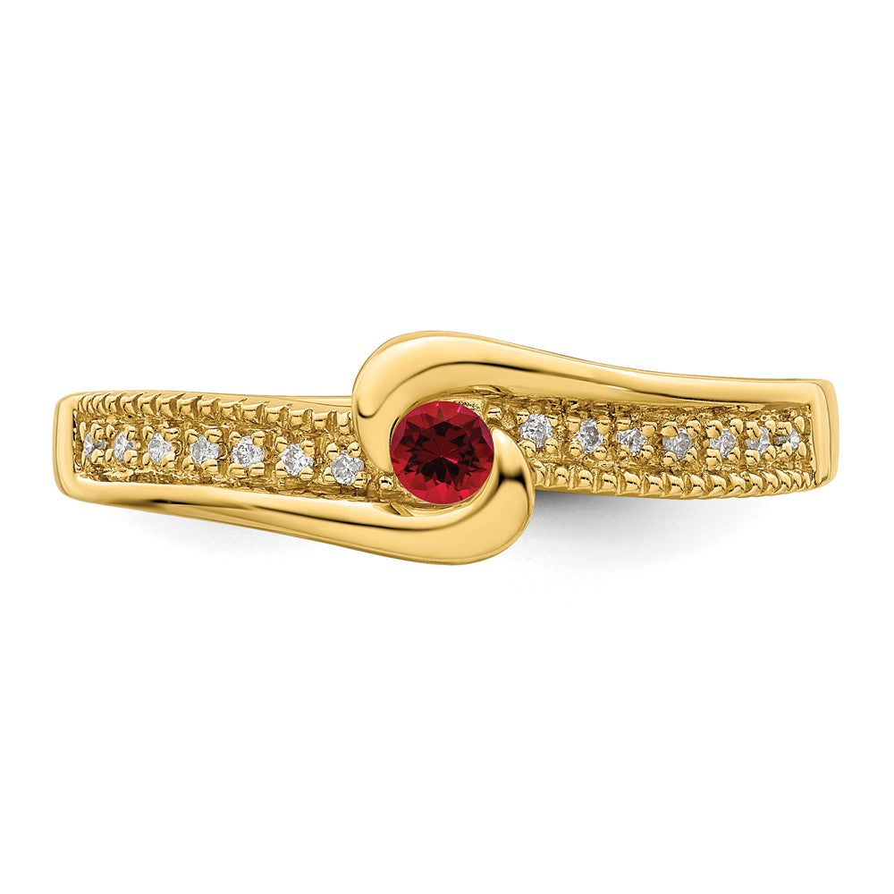 14K Family Jewelry Genuine Stone & Diamond Set Ring - 19