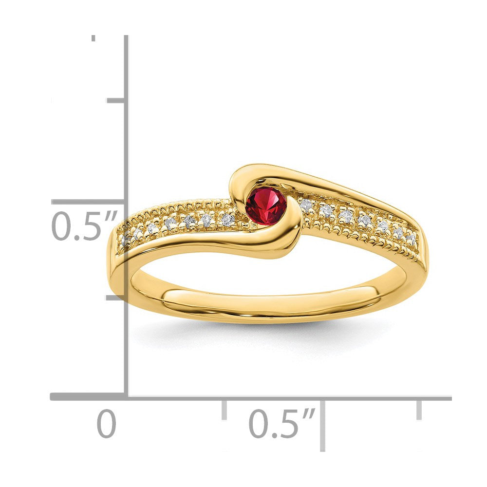 14K Family Jewelry Genuine Stone & Diamond Set Ring - 19