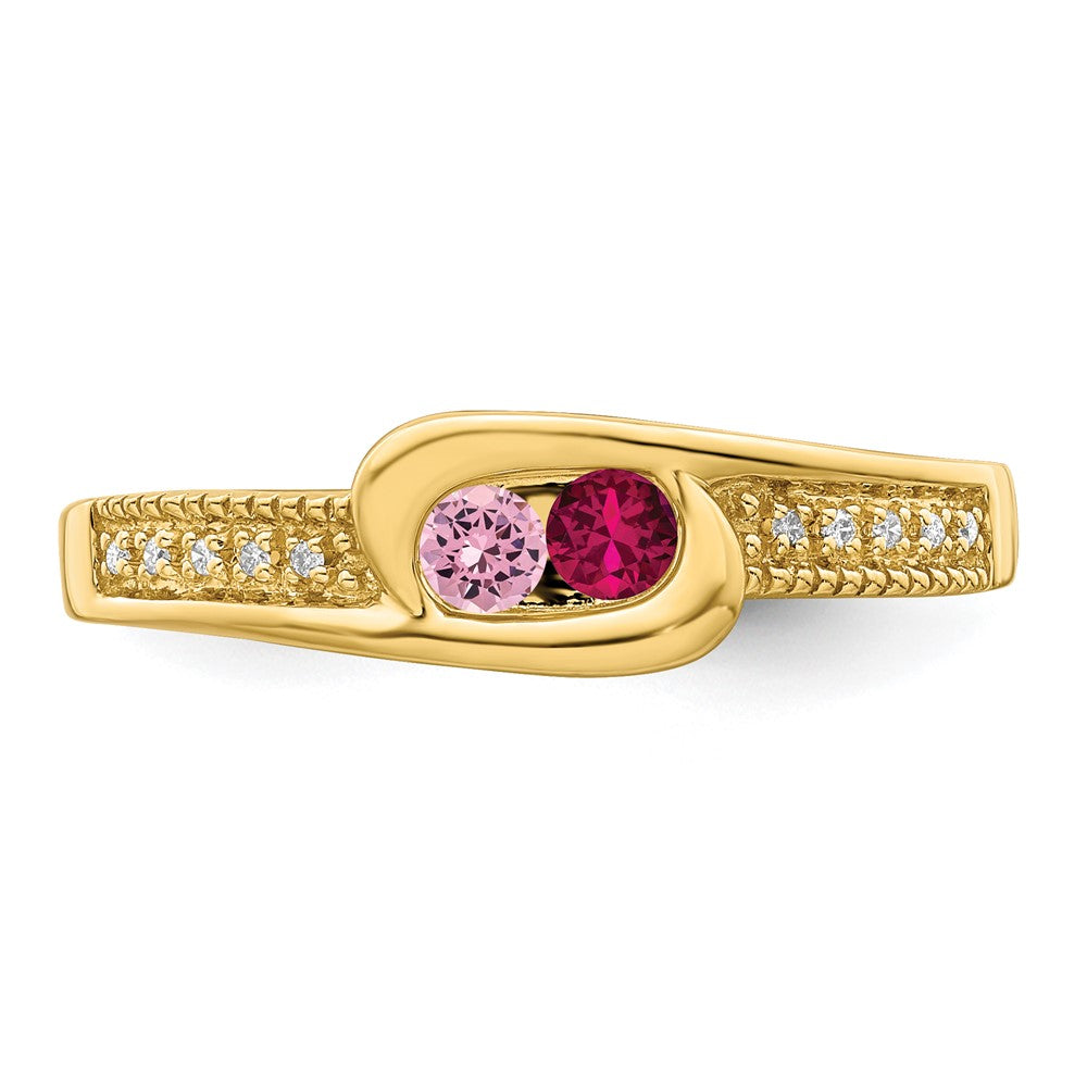 14K Family Jewelry Genuine Stone & Diamond Set Ring - 20
