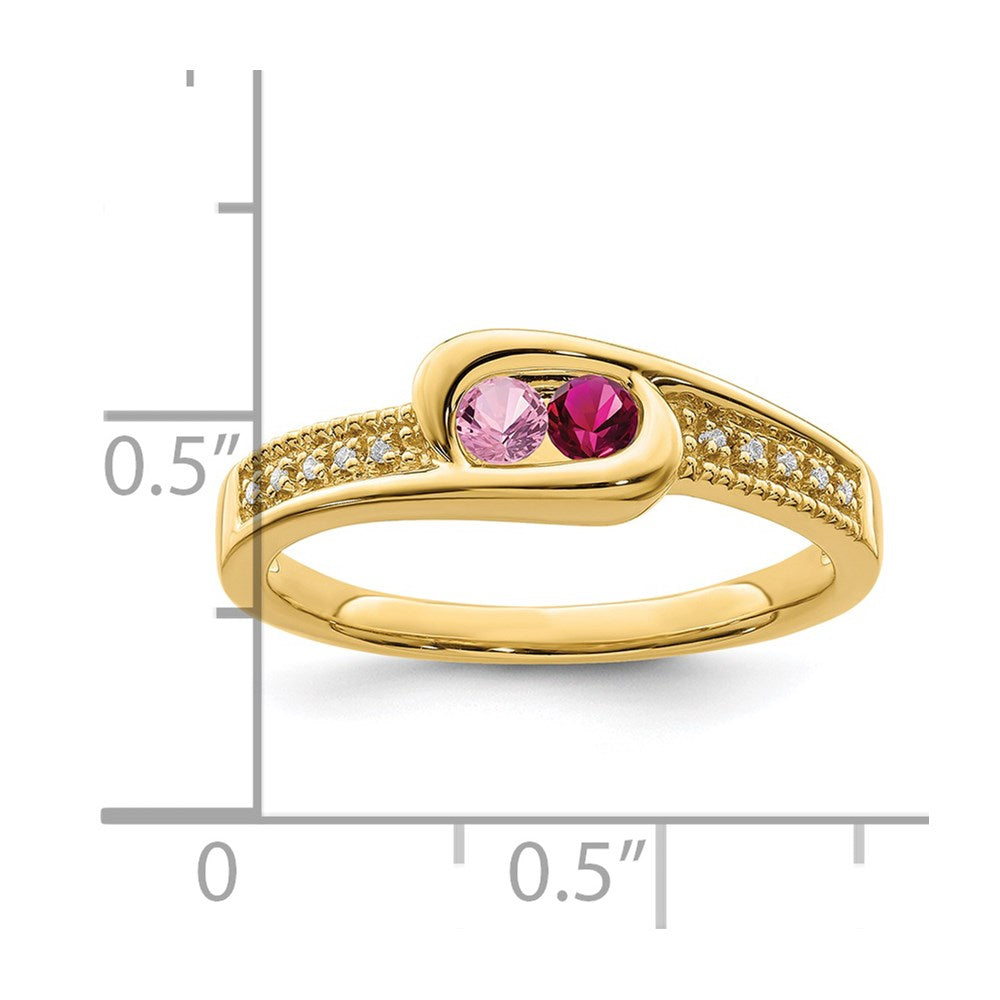 14K Family Jewelry Genuine Stone & Diamond Set Ring - 20