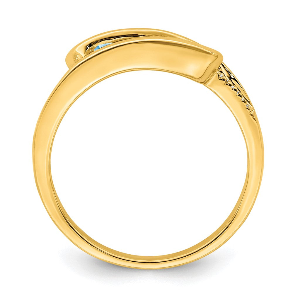 14K Family Jewelry Genuine Stone & Diamond Set Ring - 25