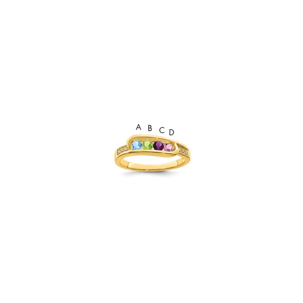 14K Family Jewelry Genuine Stone & Diamond Set Ring - 25