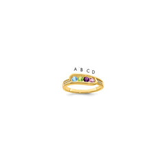 14K Family Jewelry Genuine Stone & Diamond Set Ring - 25