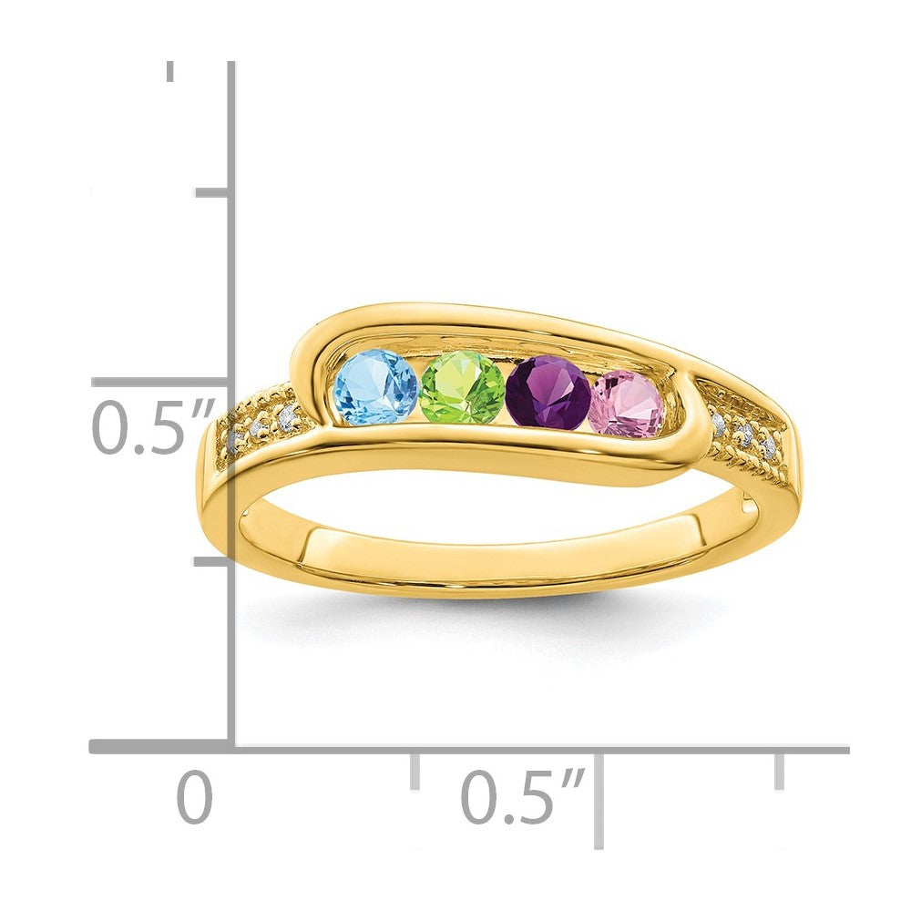 14K Family Jewelry Genuine Stone & Diamond Set Ring - 25