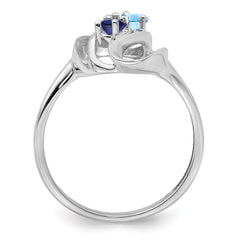 Sterling Silver Rhodium-plated Synthetic 2 Stone Mother's Ring - 61