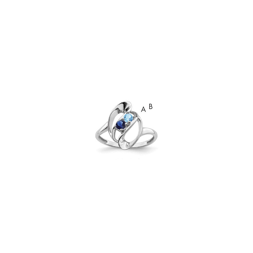 Sterling Silver Rhodium-plated Synthetic 2 Stone Mother's Ring - 61