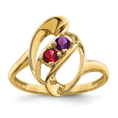 14k Polished 2-Stone Mothers Ring Mounting - 11
