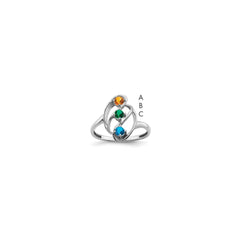 Sterling Silver Rhodium-plated Synthetic 3 Stone Mother's Ring - 73