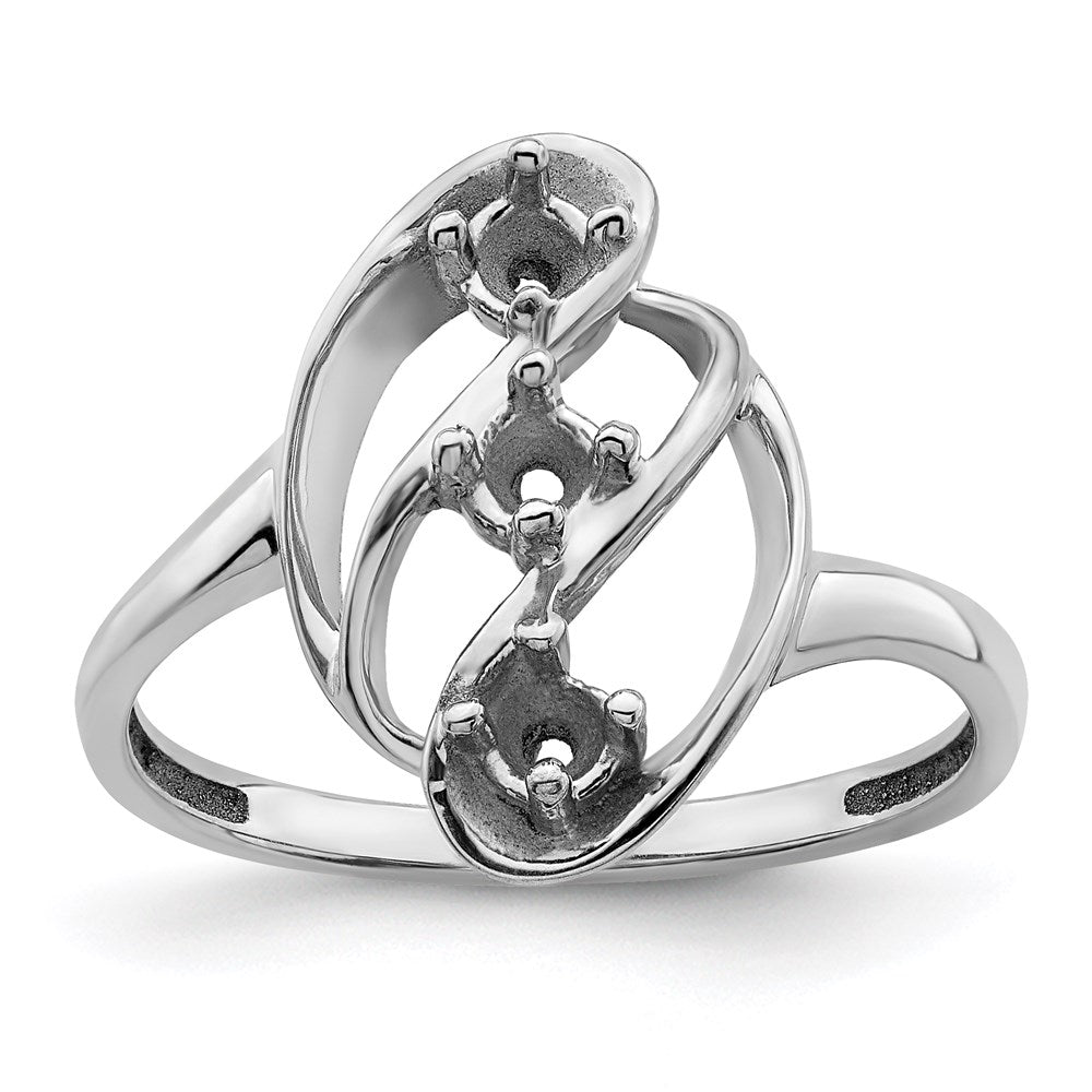 Sterling Silver Rhodium-plated Synthetic 3 Stone Mother's Ring - 73