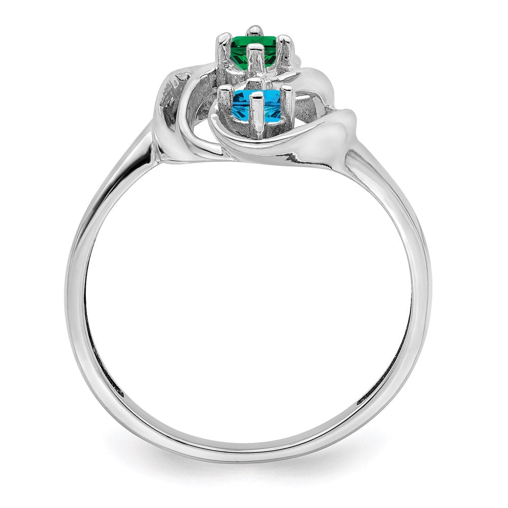 Sterling Silver Rhodium-plated Synthetic 3 Stone Mother's Ring - 67