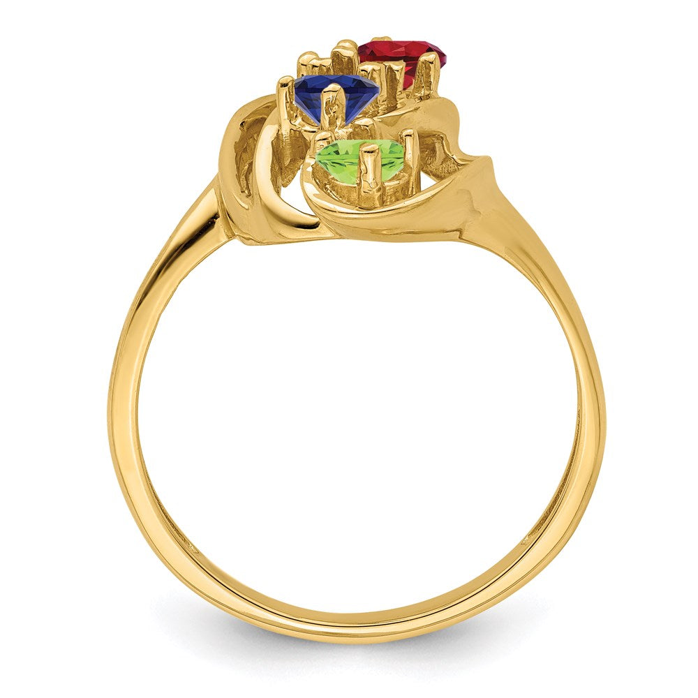 14k Genuine 4 Stone Mother's Ring - 10